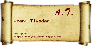 Arany Tivadar névjegykártya